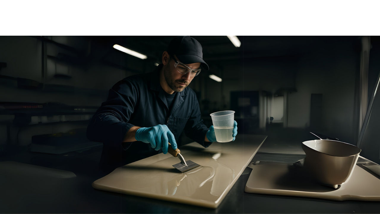 technician applying epoxy resin