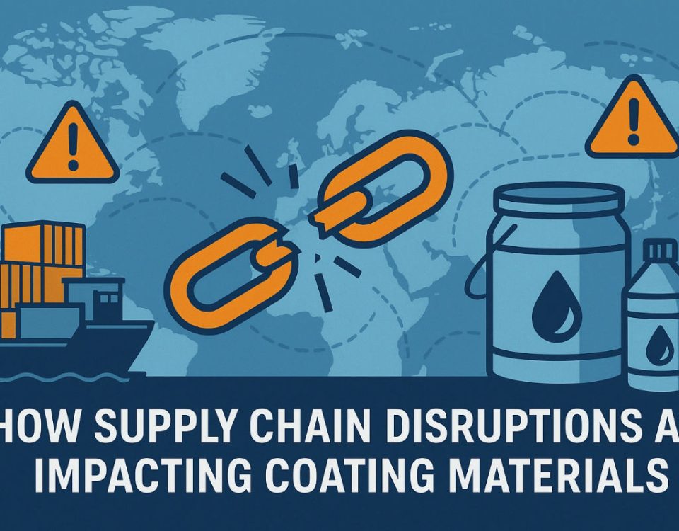 Illustration of a factory conveyor belt stopped mid-process with broken gears and disconnected links, symbolizing global supply chain disruption.